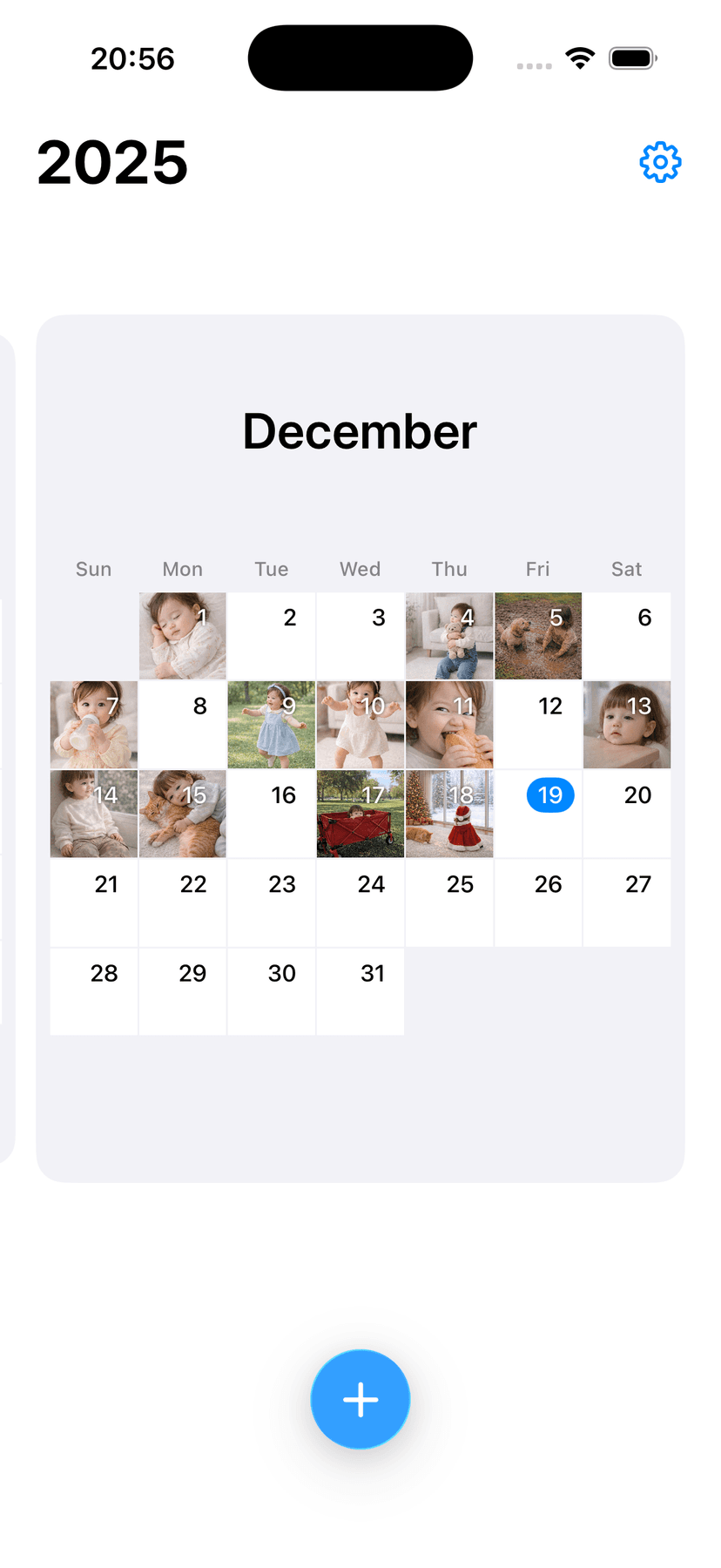 Daygram calendar view on iPhone